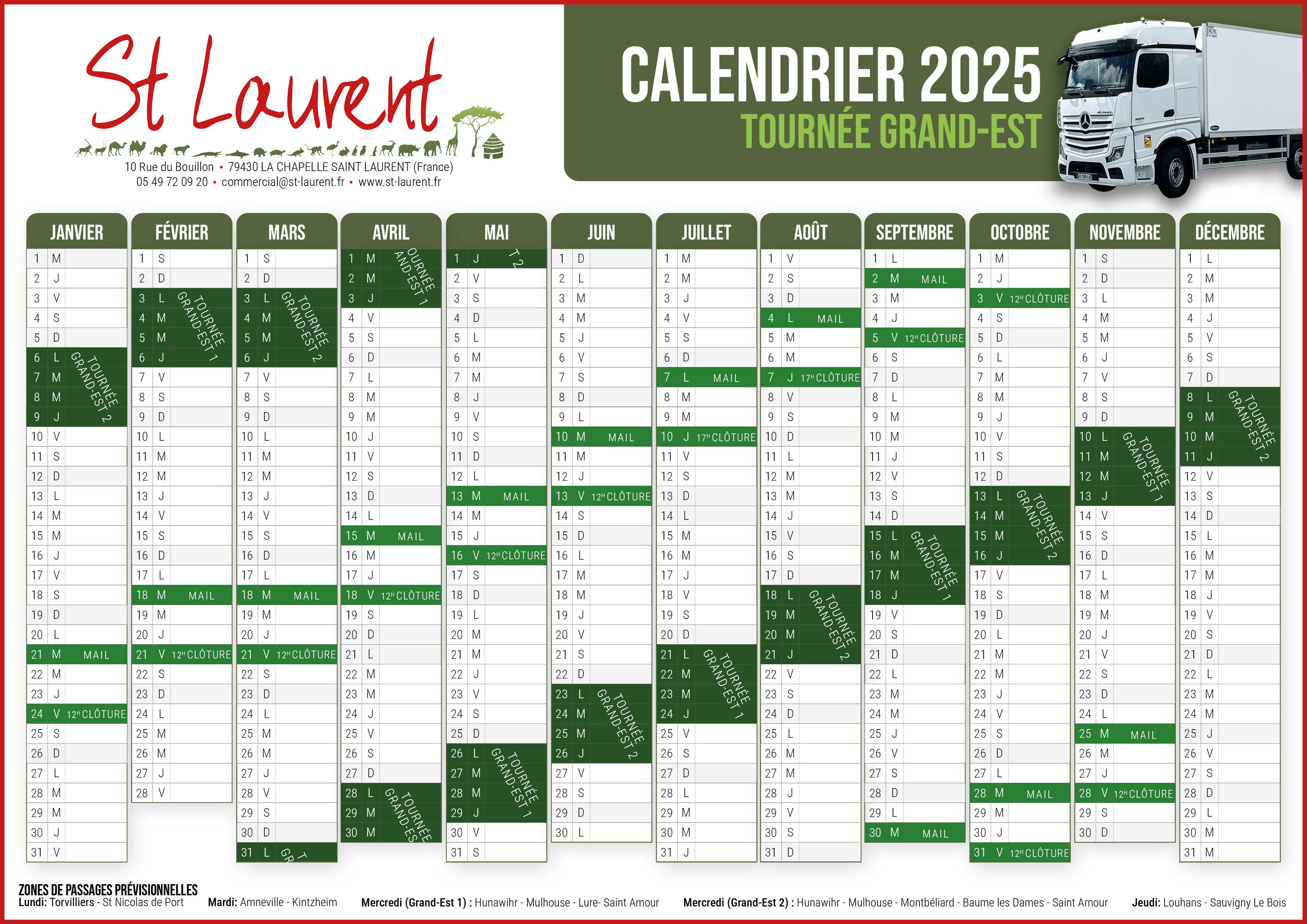 Calendrier tournée Grand-Est 2025